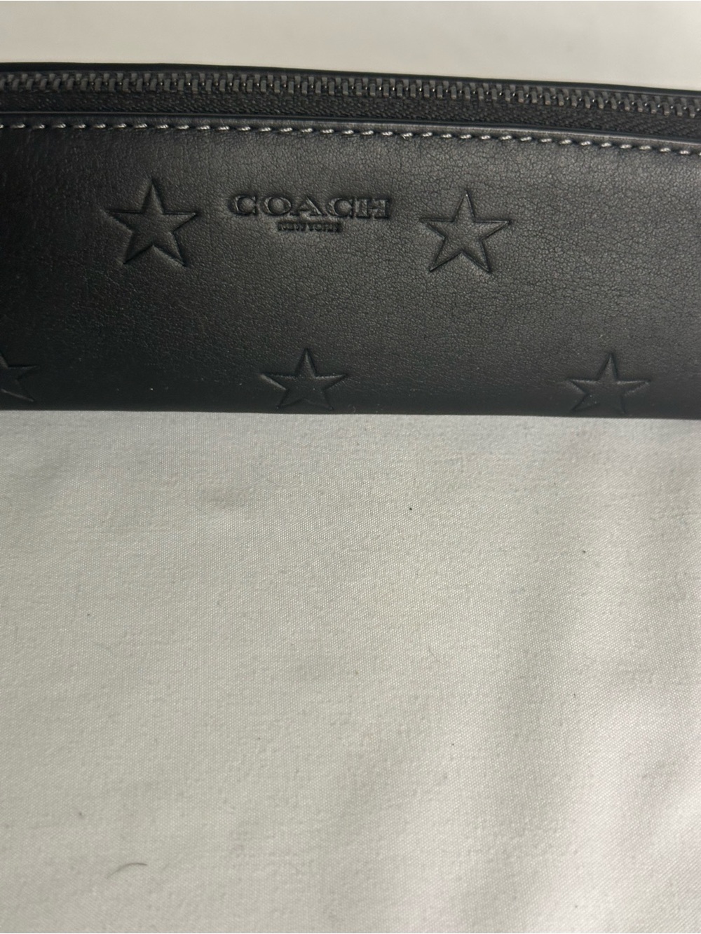 Coach Black Star-Embossed Leather Pencil Case Pouch - Picture 2 of 7